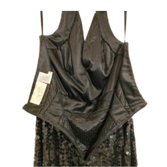 Special Occasion Gown By Caché: Black & Silver Sleeveless Sequin Gown - Size 6 - Picture 8 of 13